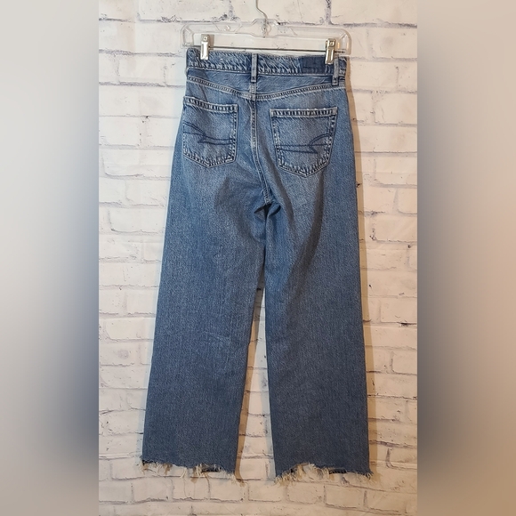 American Eagle Super High-Rise Baggy Wide Leg Jeans Sz 0 Regular - Picture 2 of 8